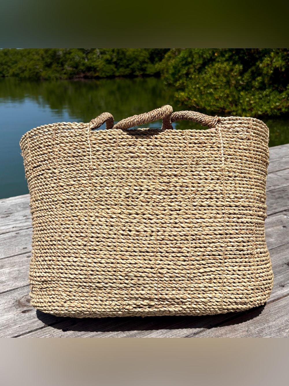 Skēmo Large Woven Straw Bag Luxury Stones Bling Double Handle Tote Designer Rare - Picture 10 of 15